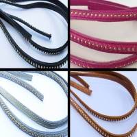 Buy Leather Cord Nappa Leather Nappa Leather Stitched with Stainless Steel Chains 6mm  at wholesale prices