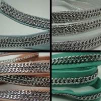 Buy Cordons en Cuir Nappa Nappa plat avec chaines  Chaîne au milieu  at wholesale prices