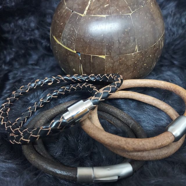 Genuine Leather Cord Bracelet, Leather Cord Bracelets Men, Natural