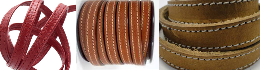 Buy Leather Cord Stitched and Studded Leather Cord  Double Stitched Leather   at wholesale prices