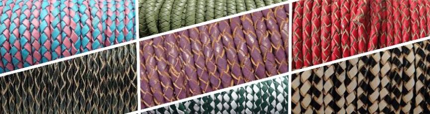 Buy Leather Cord Braided Leather Round 3mm Plain  at wholesale prices