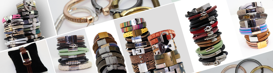 Buy Leather Cord Ready Leather Bracelets Designers Collection made from Leather Cords and Locks-Parts. Leather Bracelets - Finished Steel  at wholesale prices