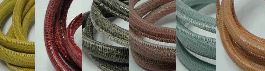 Buy Leather Cord Nappa Leather Round Stitched Nappa Leather Lizard Prints - 6mm  at wholesale prices
