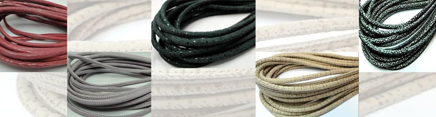 Buy Leather Cord Nappa Leather Round Stitched Nappa Leather 4mm Round Lizard Leather   at wholesale prices