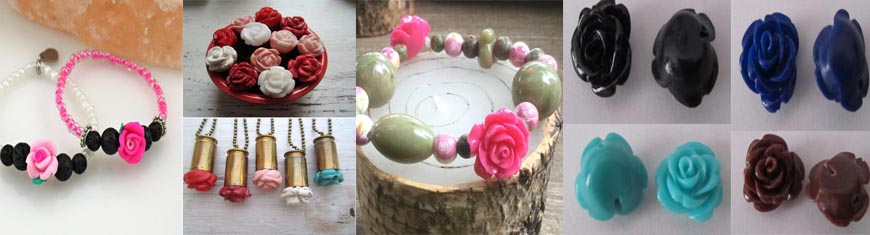 Buy Beads Rose Flowers in Stone 18mm  at wholesale prices