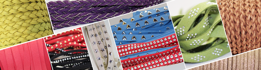 Buy Stringing Material Suede Cords with Studs Crystals - 3mm  at wholesale prices