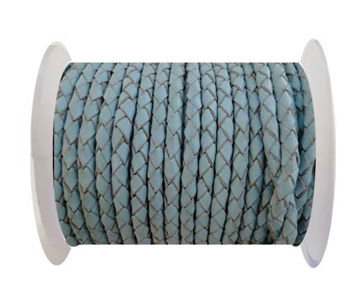 Round Braided Leather Cord SE/B/545-Baby blue - 3mm