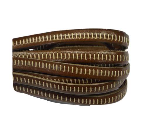 Italian Flat Leather- Horz Stitched - Brown