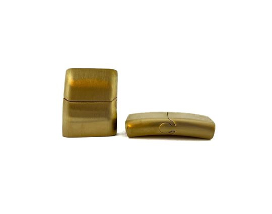 Stainless Steel Magnetic Clasp, Gold Matt,MGST-32-16*5mm