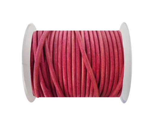 Round Leather Cord - SE. Vintage Dark Pink  - 3mm