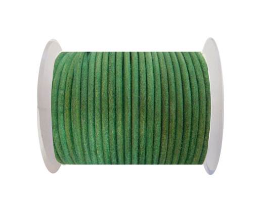 Round Leather Cord - SE. Vintage Green  - 3mm