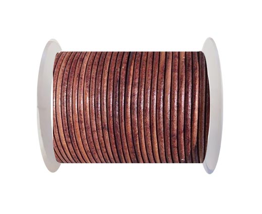 Round leather cord-2mm-SE  Vintage COGNEC