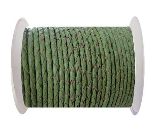 Round Braided Leather Cord SE/B/730-Green Tea - 4mm