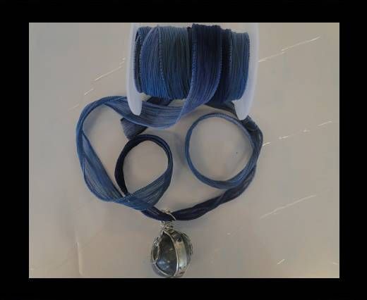 Hand dyed silk ribbons Dusty Blue