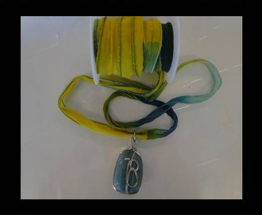 Hand dyed silk ribbons - Surf