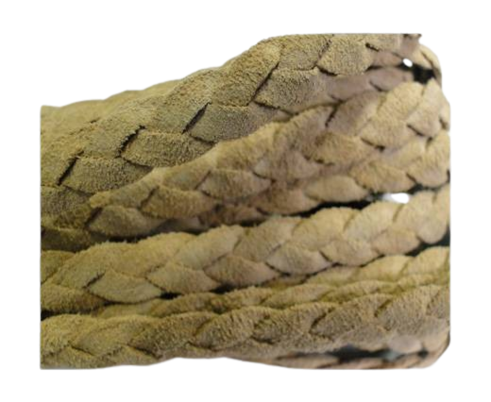 Flat Braided Nappa Leather Cords 6mm - LIGHT BEIGE